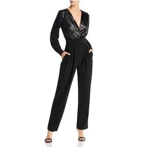NWT LINI Black Sequin V-Neck Jumpsuit